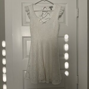 Speechless White Lace Lace Up Back Dress